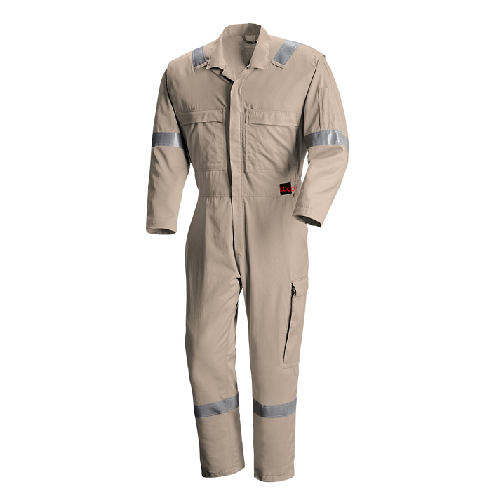 EN 11612 EN 1149-5 NFPA 2112 ASTM F1959 9.7 Cal Khaki Lenzing FR Aramid Anti-static FR Coverall  Flame Retardant Work Uniform